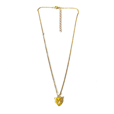 Collar extensible de plata de ley con baño de oro, un impresionante tigre colgante de plata 925 con baño de oro. Este collar es una pieza ideal para el día a día.